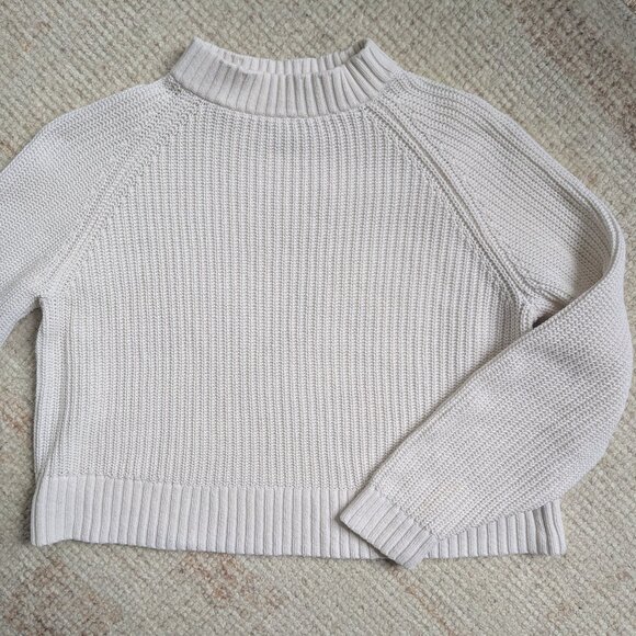 100% Cotton Shaker Stitch Sweater in Bone White - XS Crop - Picture 2 of 7